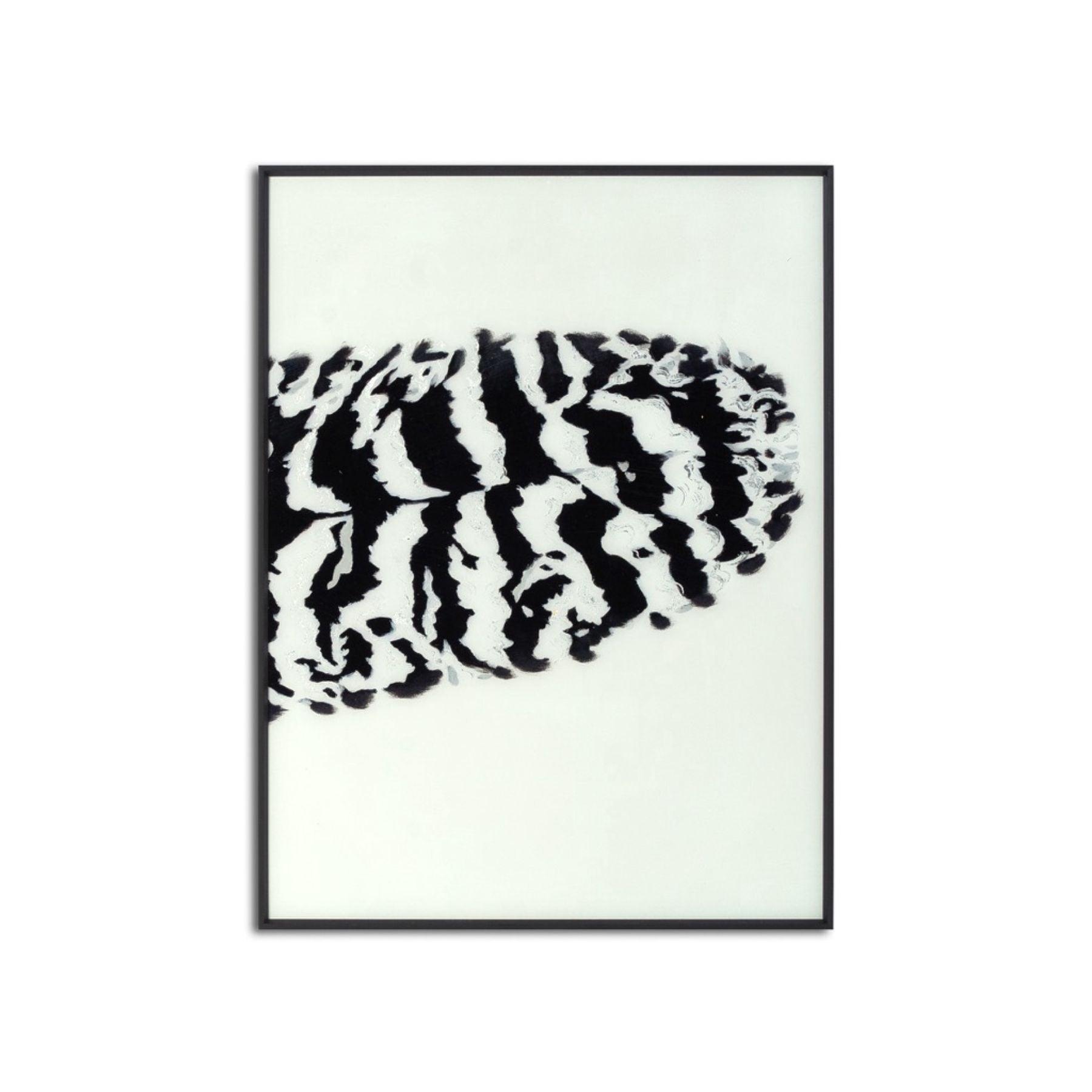 Black Striped Feather Over 3 Black Glass Frames - Eudemonia Home Goods