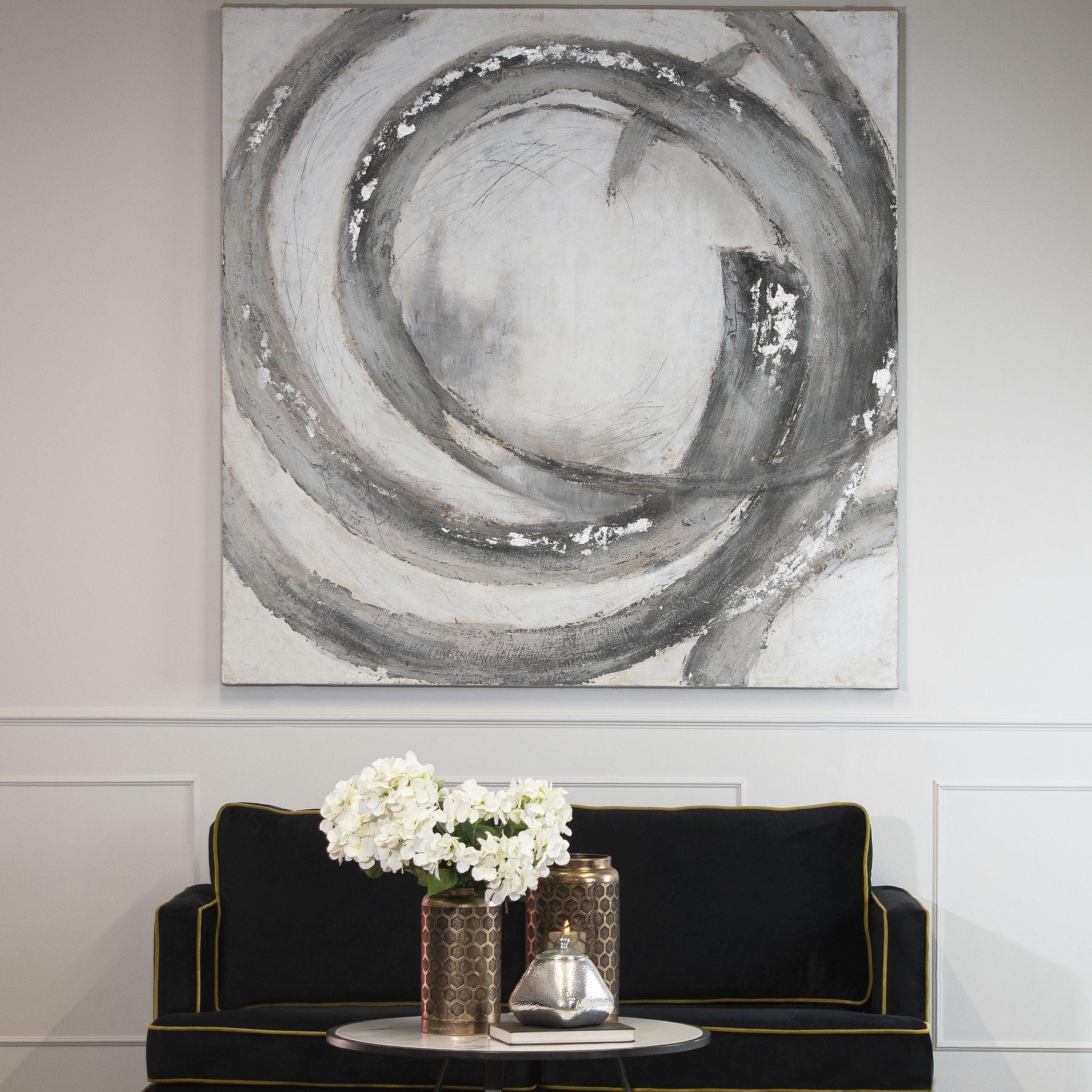 Galaxy Silver And Grey Hand Painted Canvas - Eudemonia Home Goods