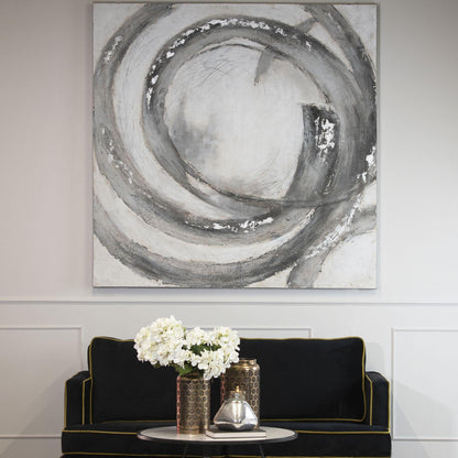 Galaxy Silver And Grey Hand Painted Canvas - Eudemonia Home Goods