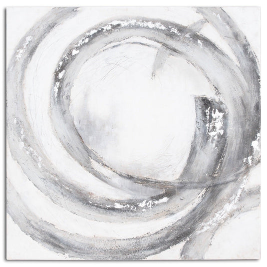 Galaxy Silver And Grey Hand Painted Canvas - Eudemonia Home Goods