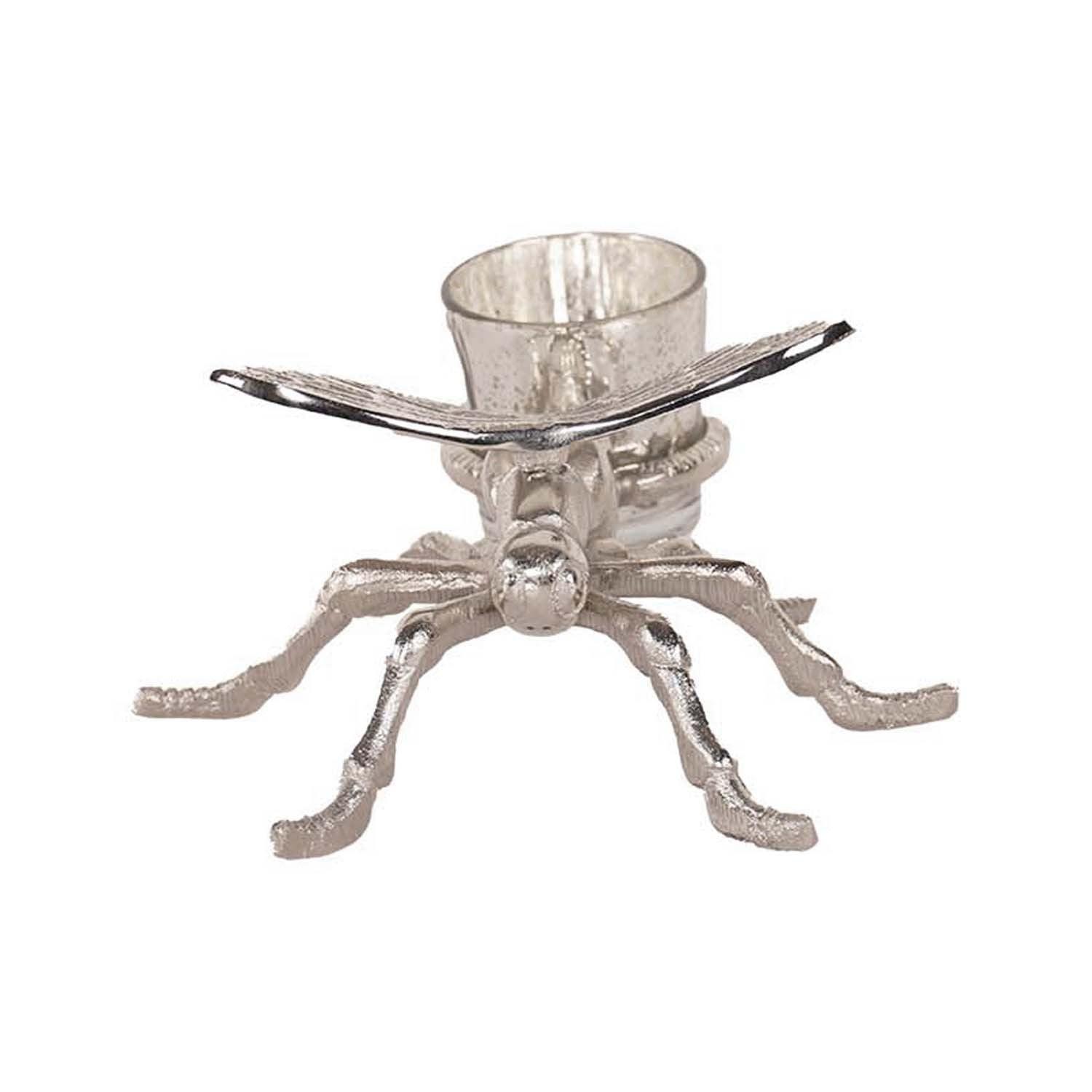 Silver Dragonfly Tealight Holder - Eudemonia Home Goods