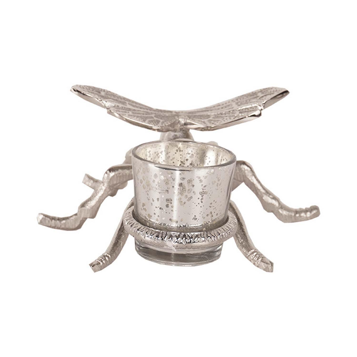 Silver Dragonfly Tealight Holder - Eudemonia Home Goods