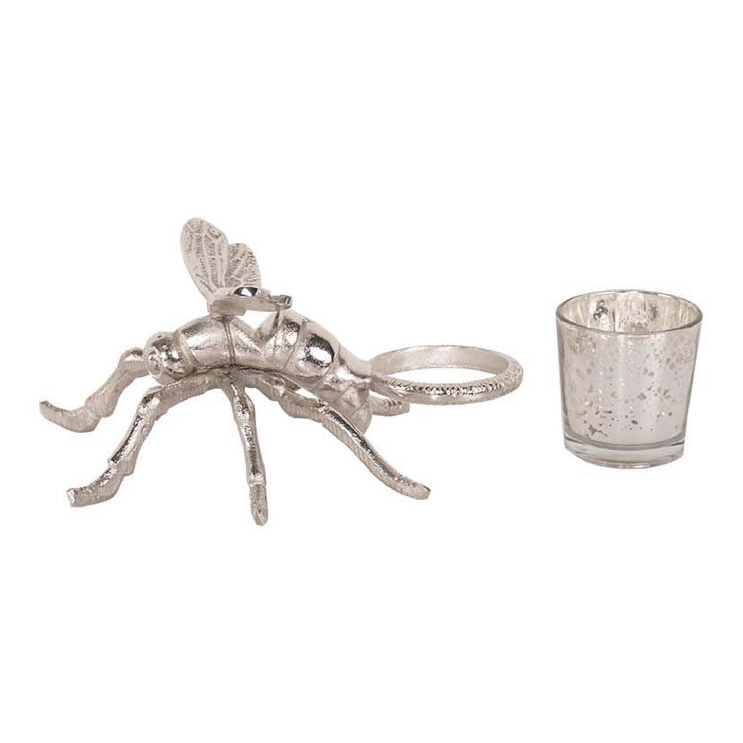 Silver Dragonfly Tealight Holder - Eudemonia Home Goods