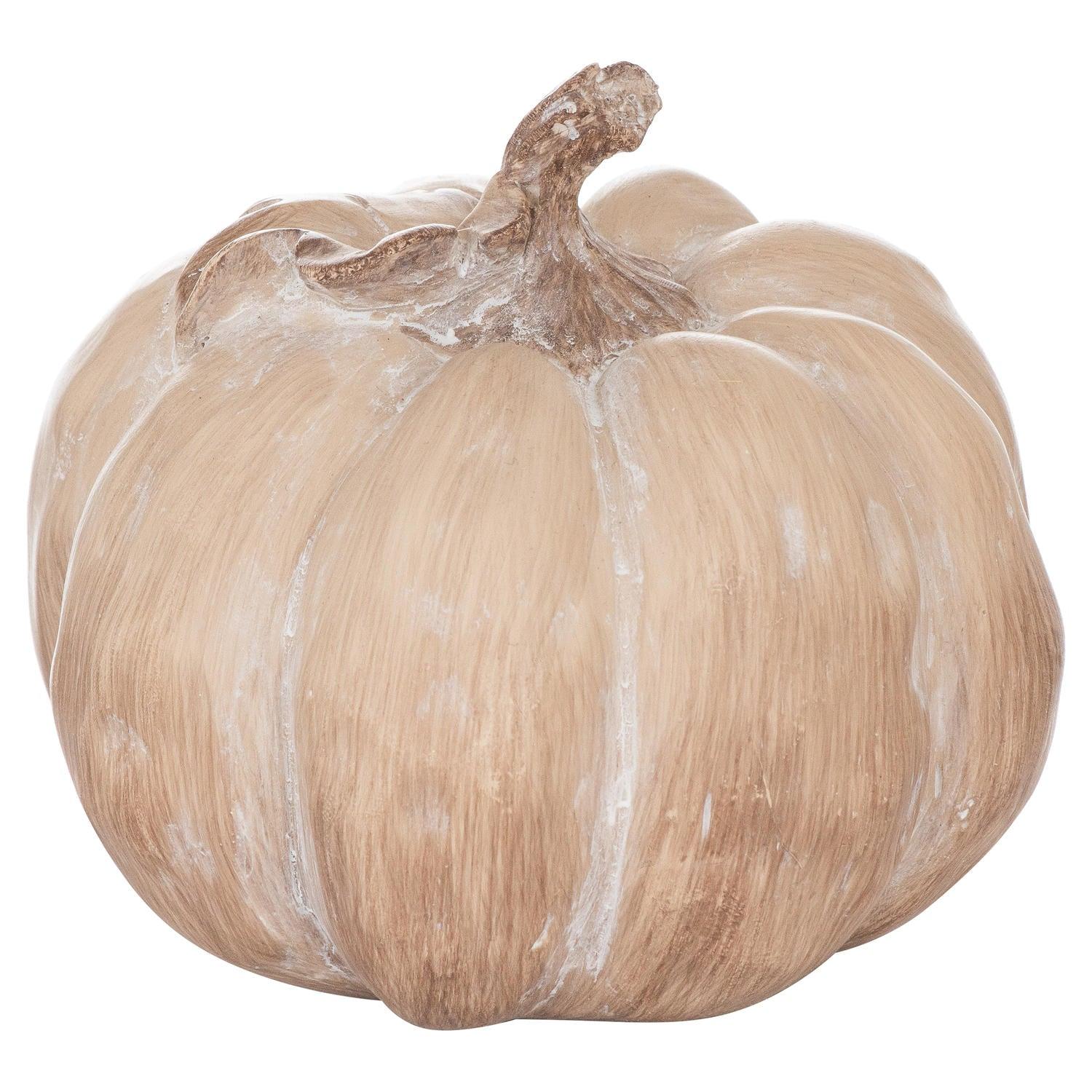 Set Of Three Carved Wood Effect Pumpkins - Eudemonia Home Goods