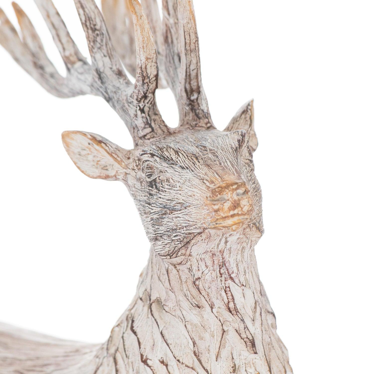 Carved Wood Effect Stag - Eudemonia Home Goods