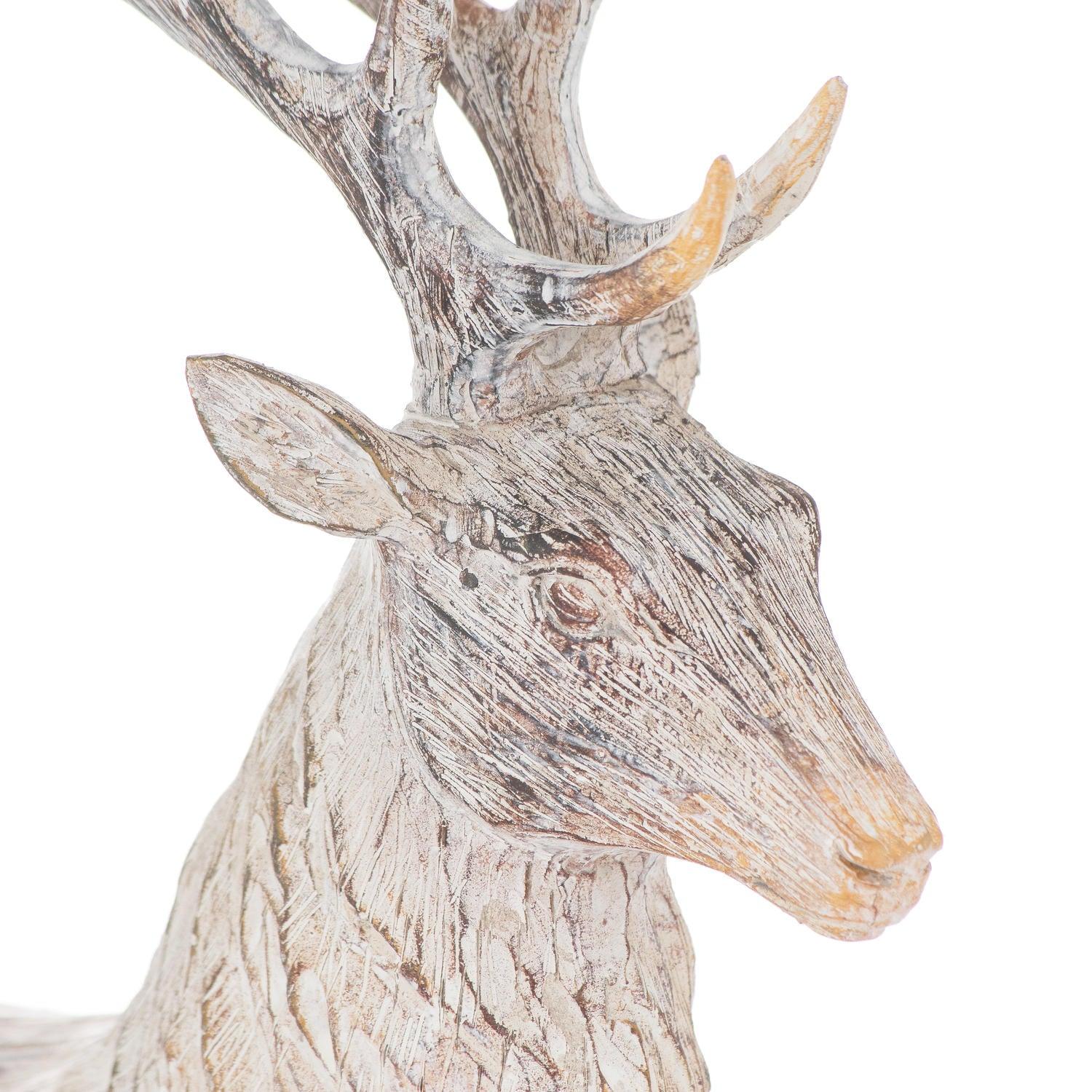 Carved Wood Effect Standing Stag - Eudemonia Home Goods