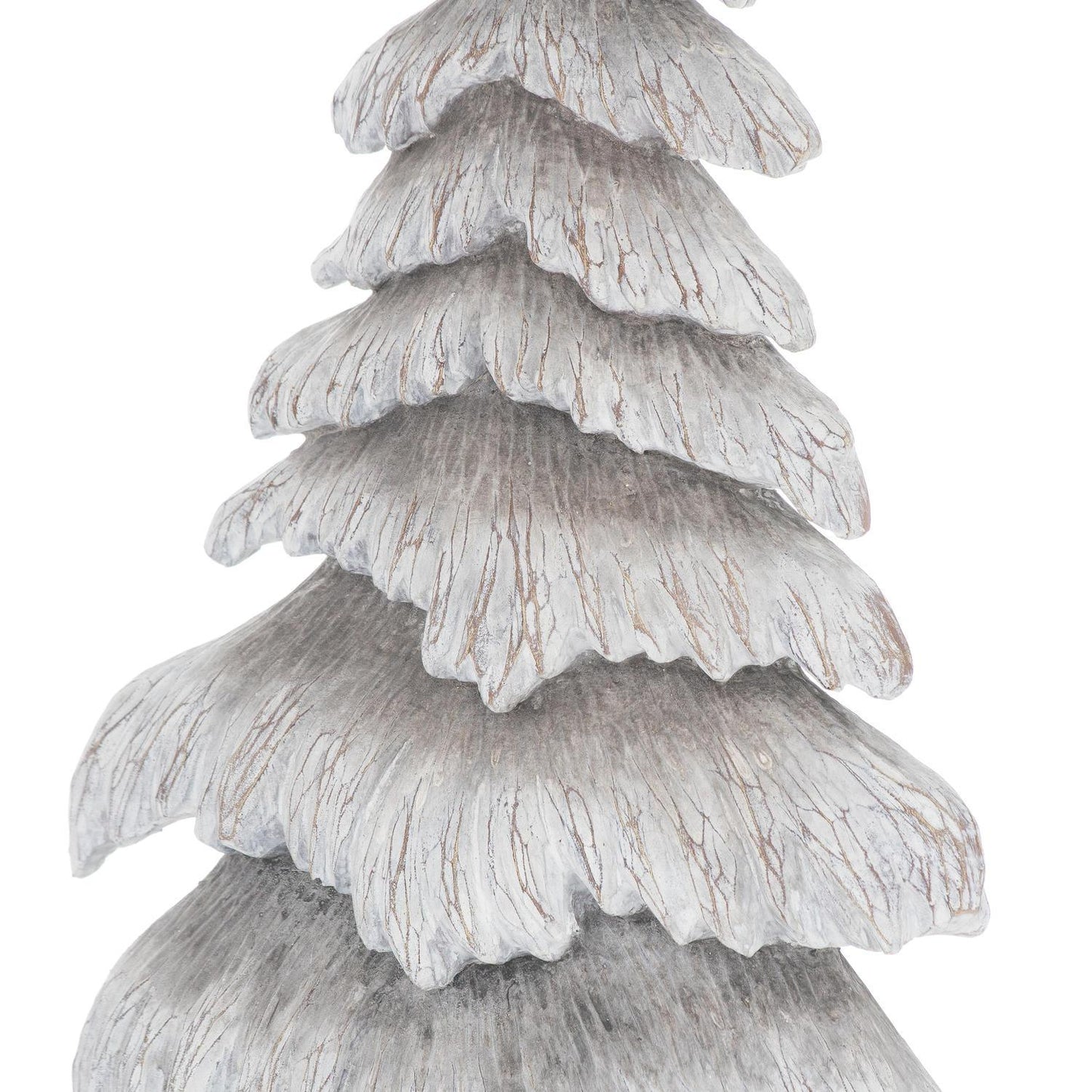 Carved Wood Effect Grey Small Snowy Tree - Eudemonia Home Goods