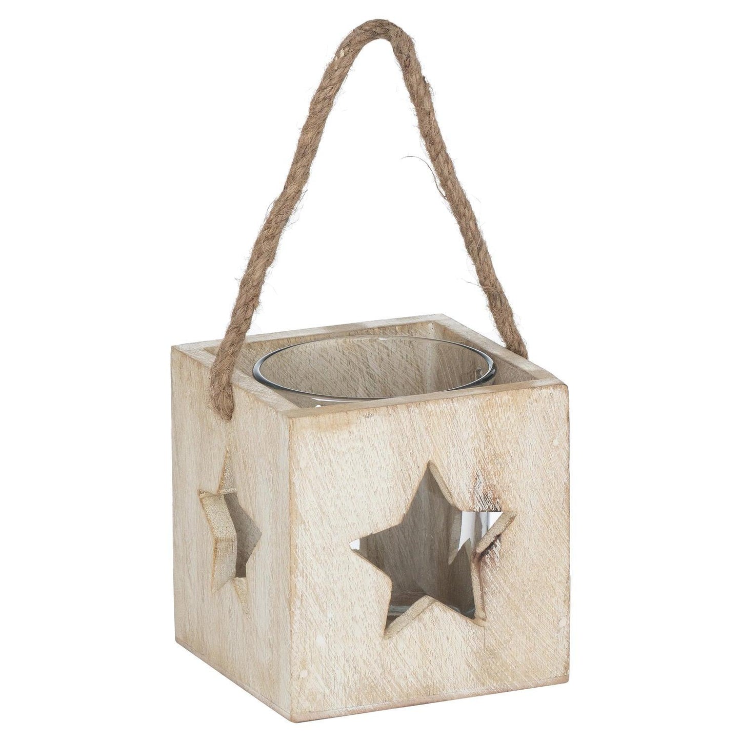 Washed Wood Star Tealight Candle Holder - Eudemonia Home Goods