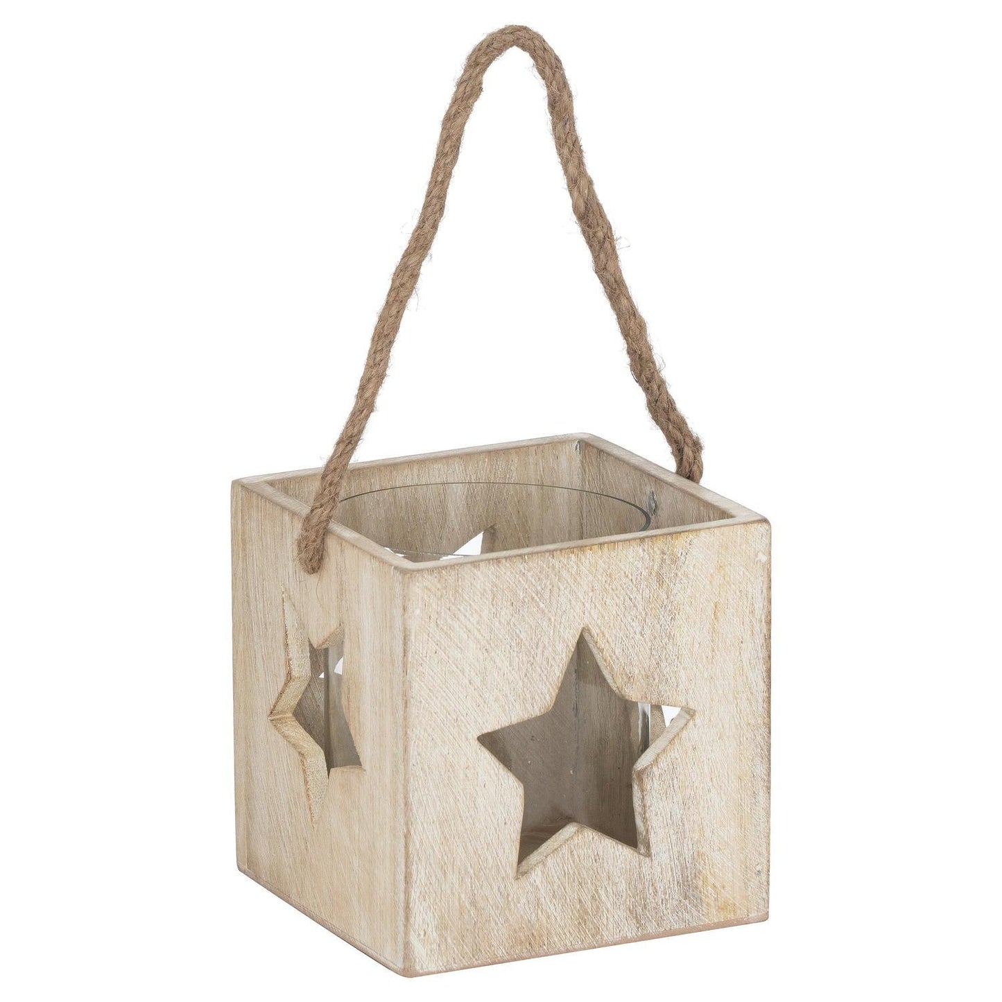 Washed Wood Large Star Tealight Candle Holder - Eudemonia Home Goods