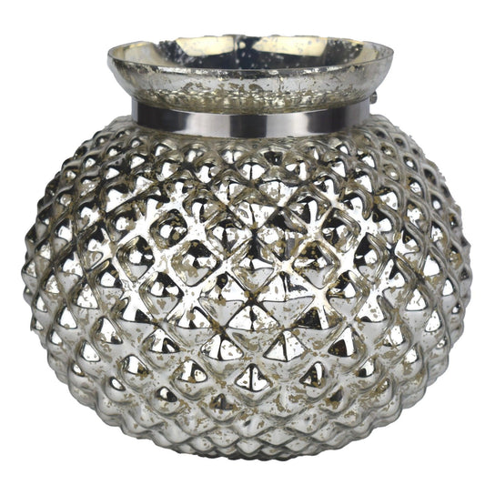 The Lustre Collection Silver Large Combe Candle Holder - Eudemonia Home Goods