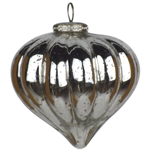 The Noel Collection Silver Teardrop Large Bauble - Eudemonia Home Goods