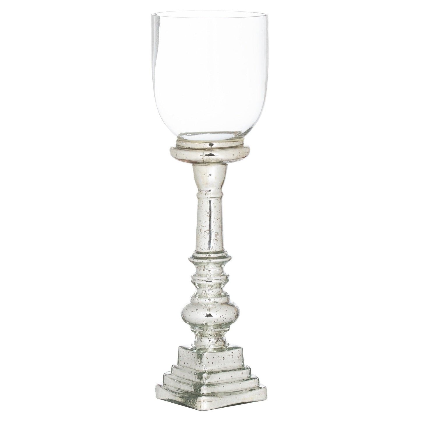Mercury Effect Glass Top Tall Candle Pillar Holder - Eudemonia Home Goods
