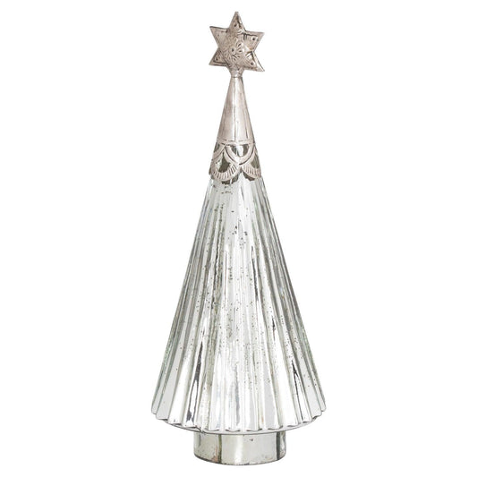 The Noel Collection Star Topped Glass Decorative Medium Tree - Eudemonia Home Goods