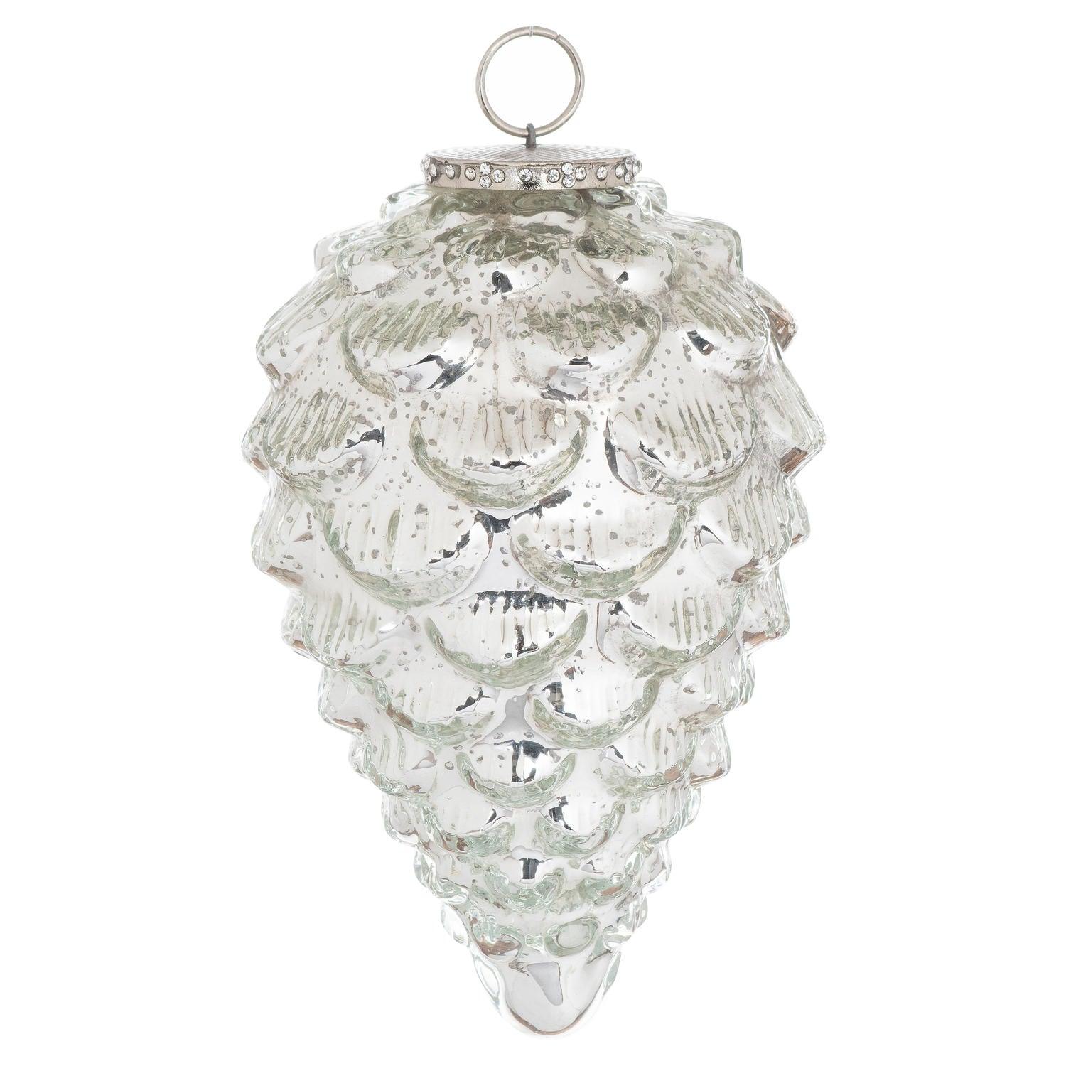 The Noel Collection Silver Teardrop Acorn Large Bauble - Eudemonia Home Goods