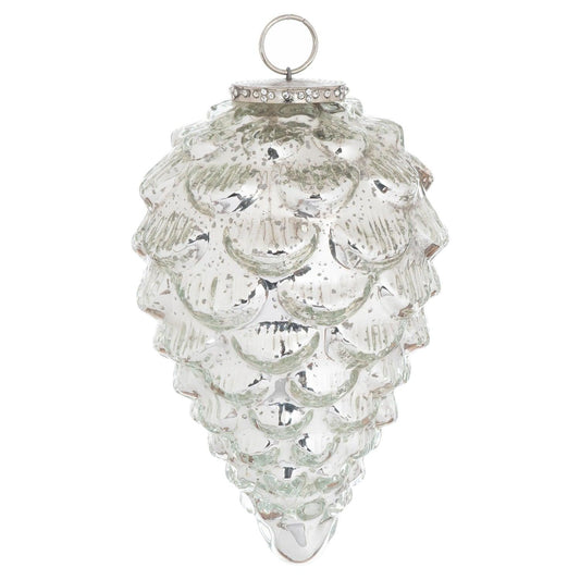 The Noel Collection Silver Teardrop Acorn Large Bauble - Eudemonia Home Goods