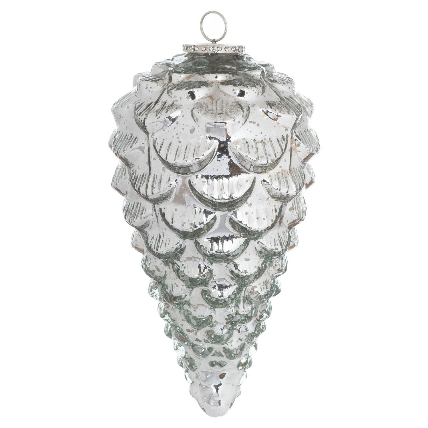 The Noel Collection Silver Teardrop Acorn XL Bauble - Eudemonia Home Goods