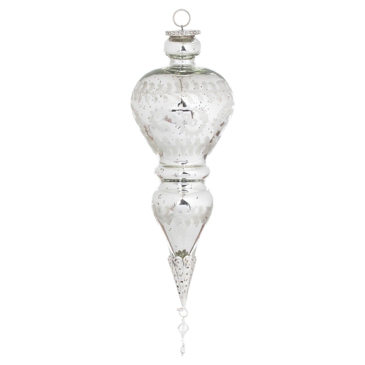 The Noel Collection Silver Pendant Droplet XL Bauble - Eudemonia Home Goods