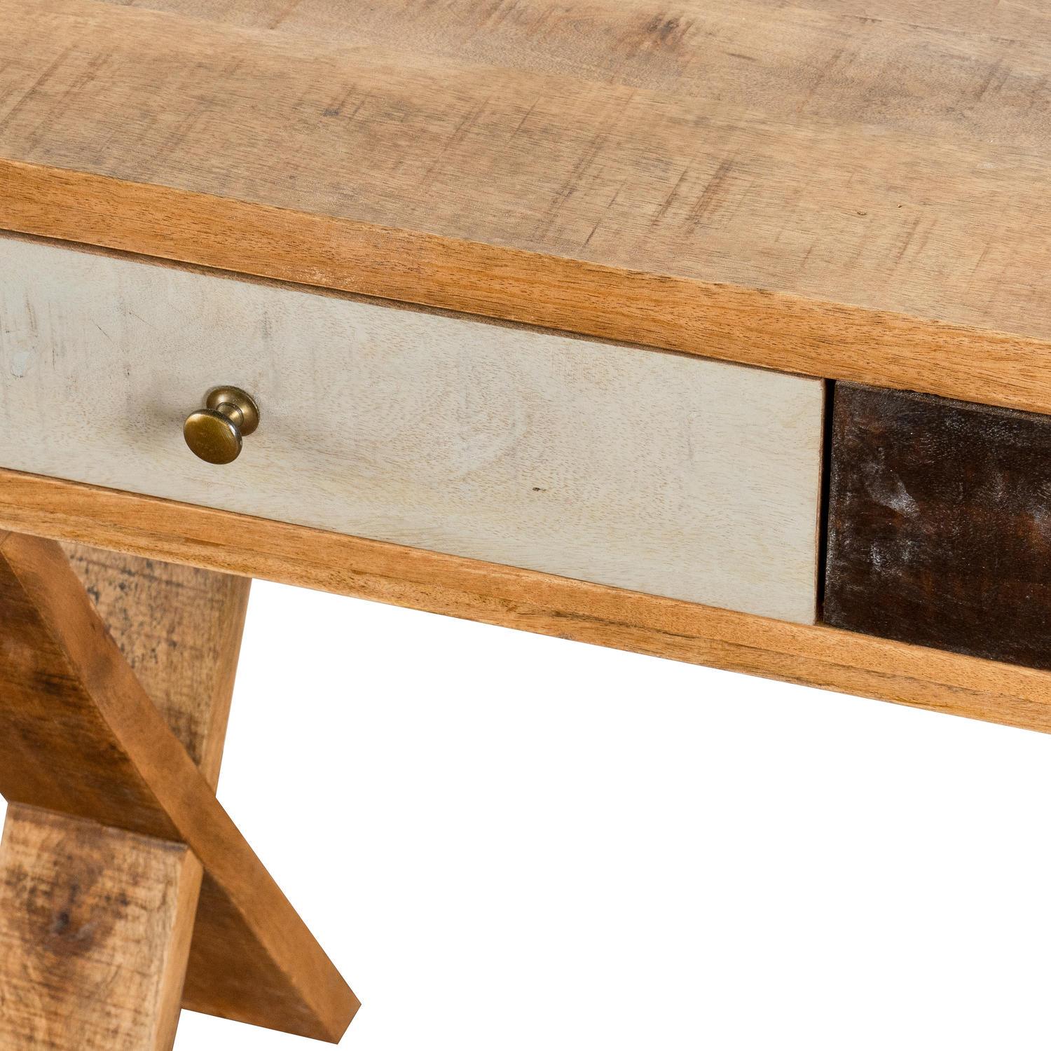 Reclaimed Industrial Console With Cross Leg - Eudemonia Home Goods