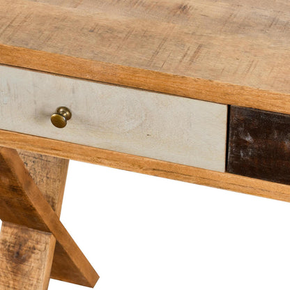 Reclaimed Industrial Console With Cross Leg - Eudemonia Home Goods