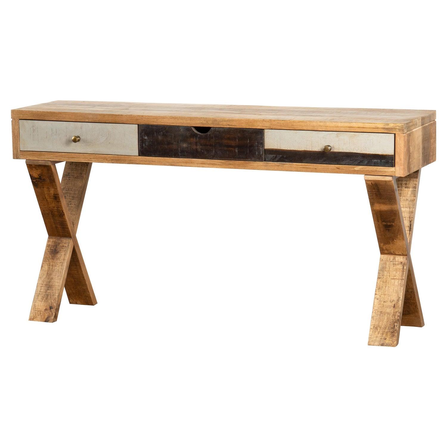 Reclaimed Industrial Console With Cross Leg - Eudemonia Home Goods