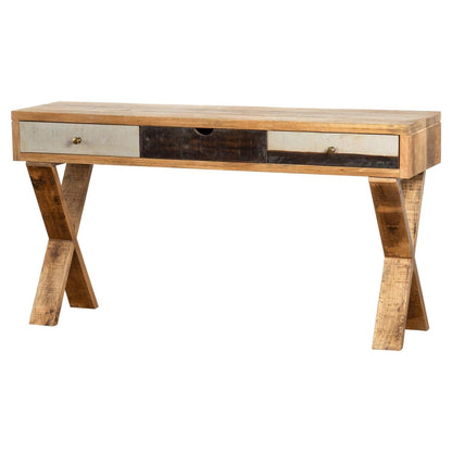Reclaimed Industrial Console With Cross Leg - Eudemonia Home Goods
