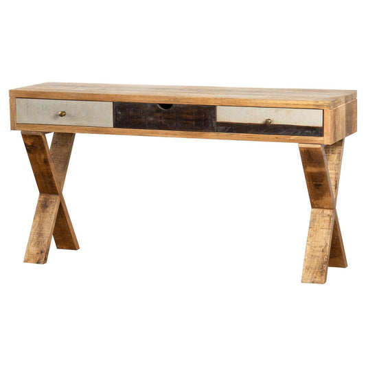 Reclaimed Industrial Console With Cross Leg - Eudemonia Home Goods