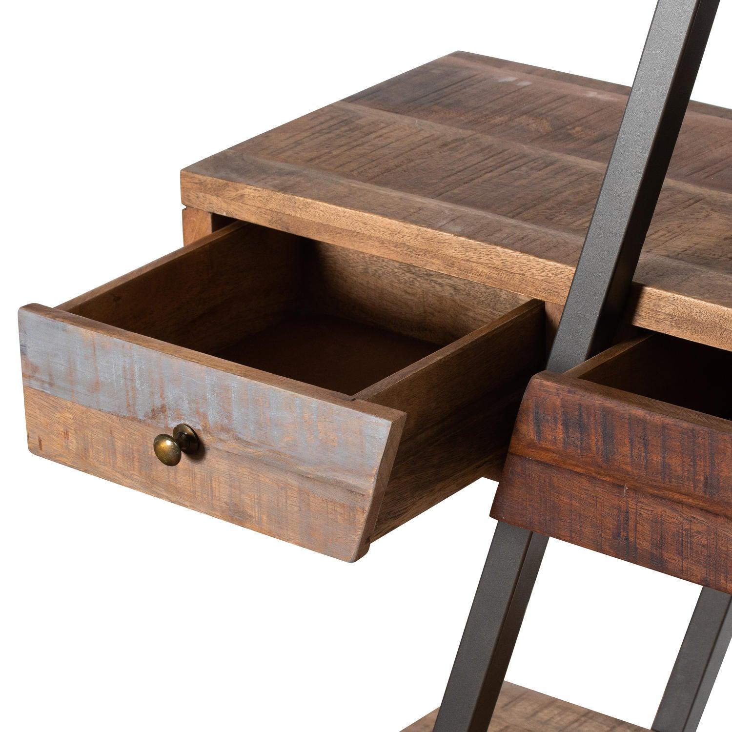 Reclaimed Industrial Bookcase With Drawers - Eudemonia Home Goods