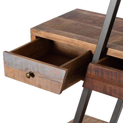 Reclaimed Industrial Bookcase With Drawers - Eudemonia Home Goods