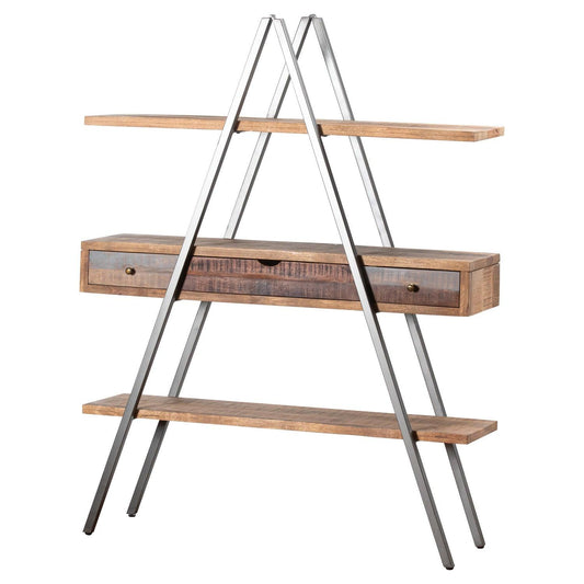 Reclaimed Industrial Bookcase With Drawers - Eudemonia Home Goods