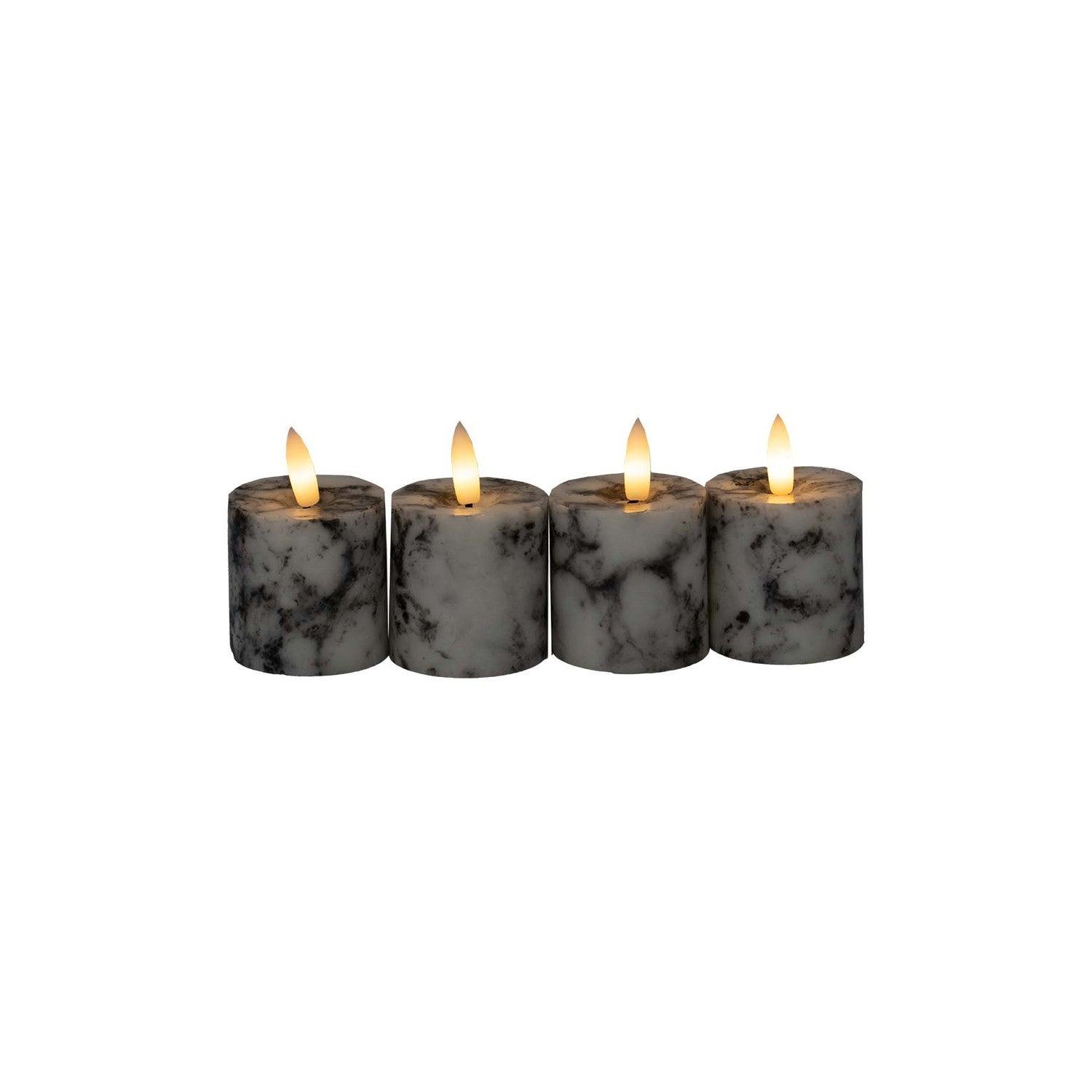 Luxe Collection Natural Glow Marble Set of 4 LED Votives - Eudemonia Home Goods
