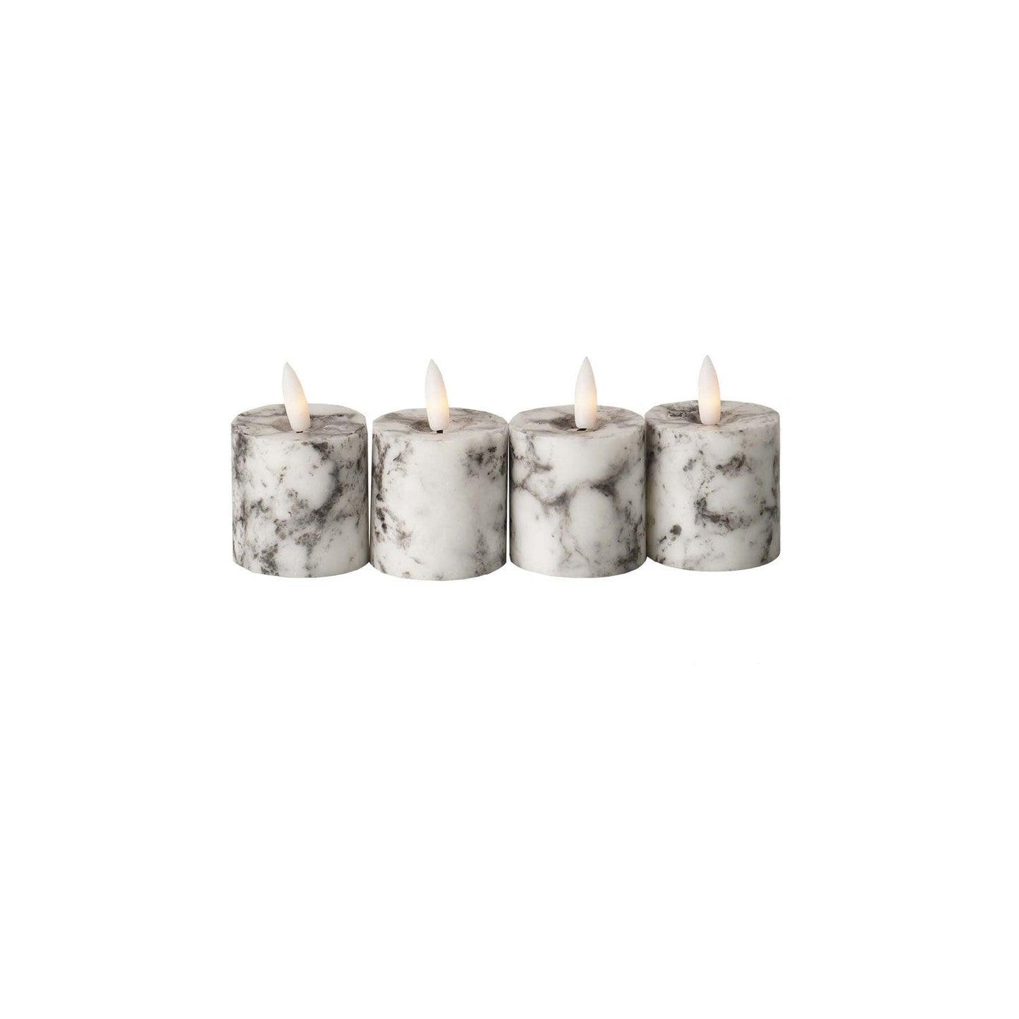Luxe Collection Natural Glow Marble Set of 4 LED Votives - Eudemonia Home Goods