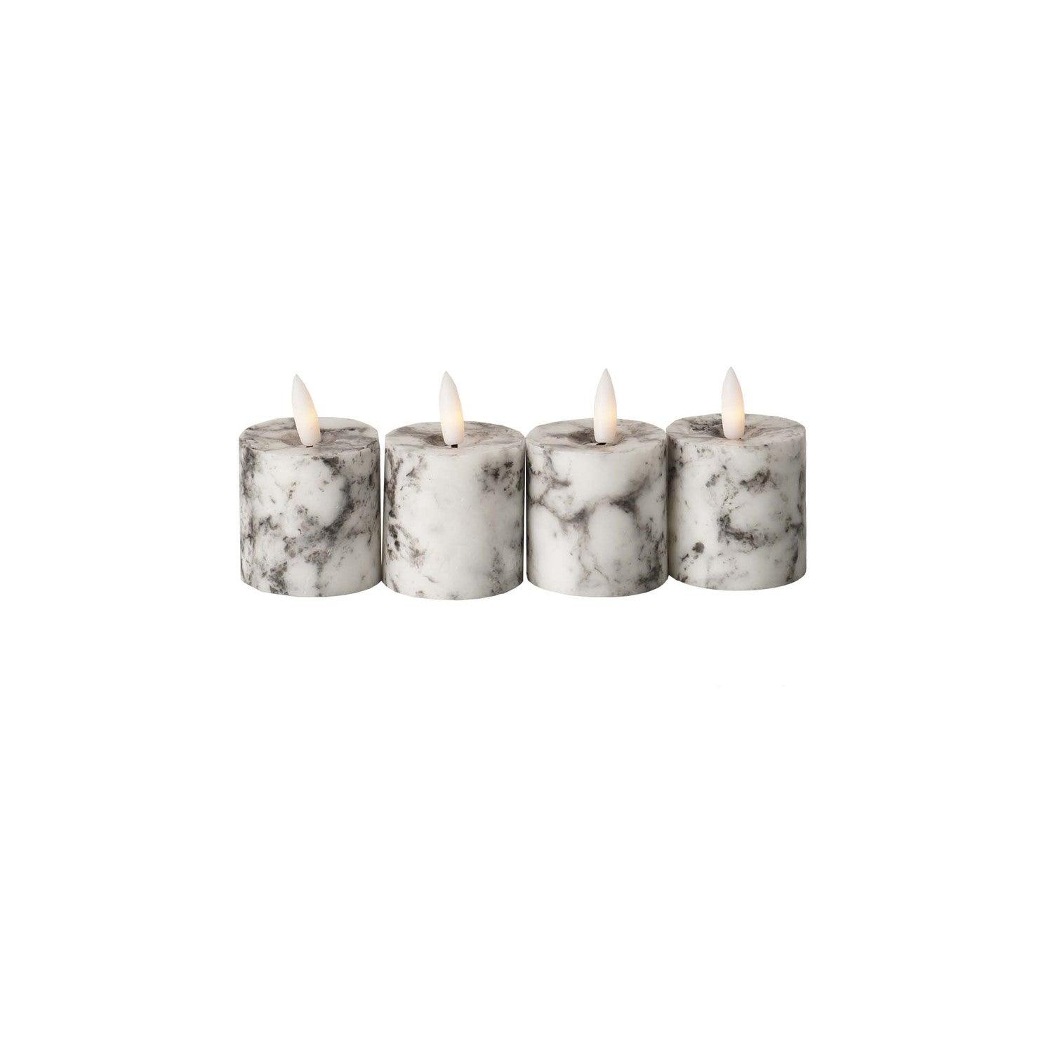 Luxe Collection Natural Glow Marble Set of 4 LED Votives - Eudemonia Home Goods