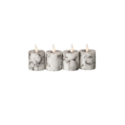 Luxe Collection Natural Glow Marble Set of 4 LED Votives - Eudemonia Home Goods