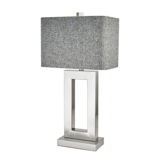 Baleria Chrome Lamp With Woven Shade - Eudemonia Home Goods