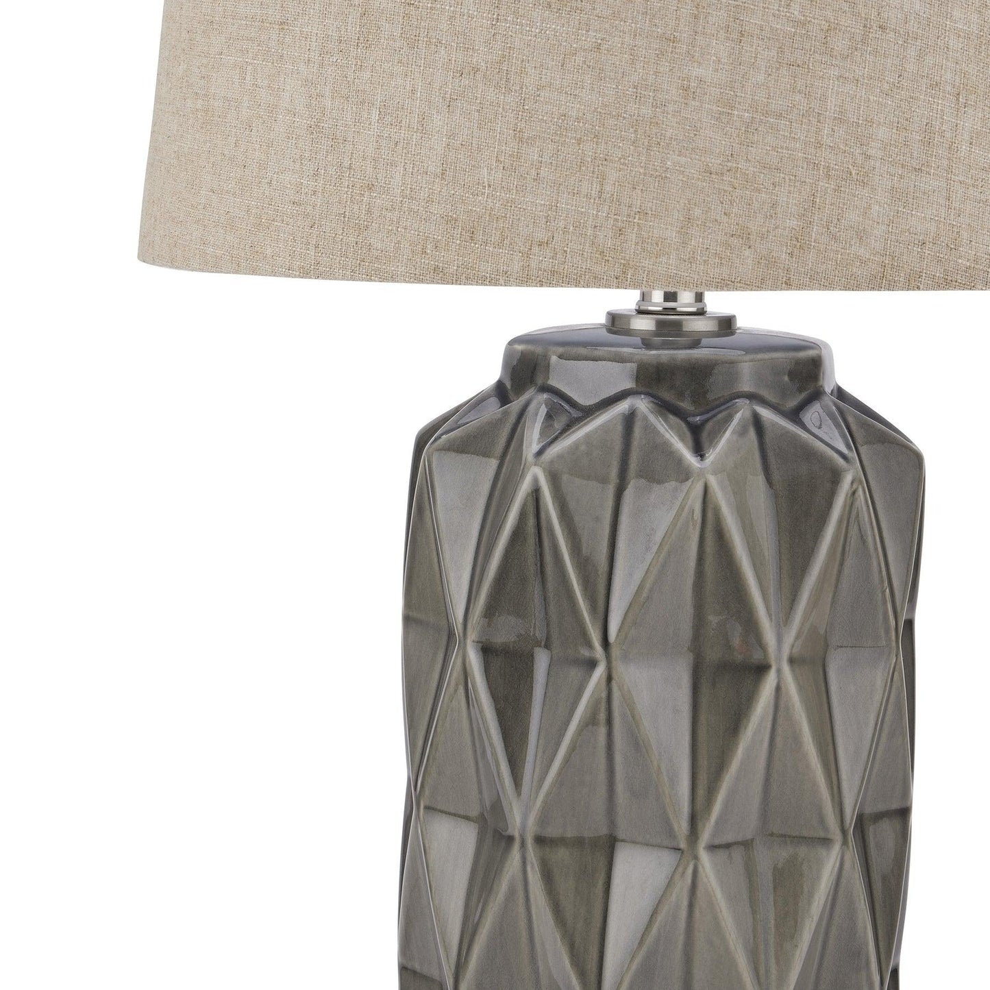 Acantho Grey Ceramic Lamp With Linen Shade - Eudemonia Home Goods