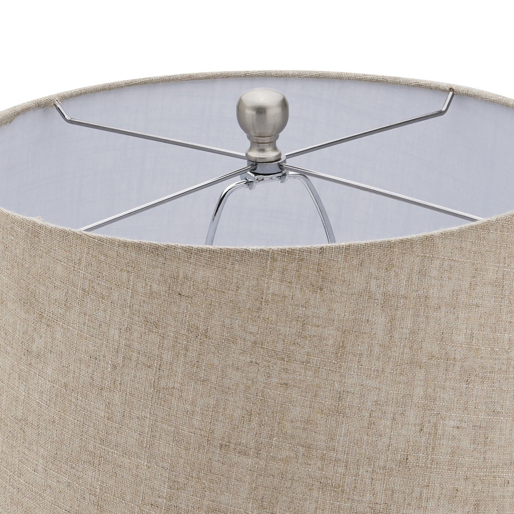 Acantho Grey Ceramic Lamp With Linen Shade - Eudemonia Home Goods