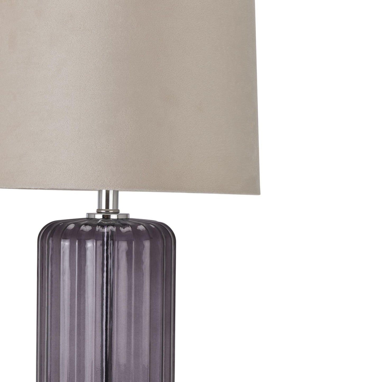 Alberta Metallic Glass Lamp With Velvet Shade - Eudemonia Home Goods