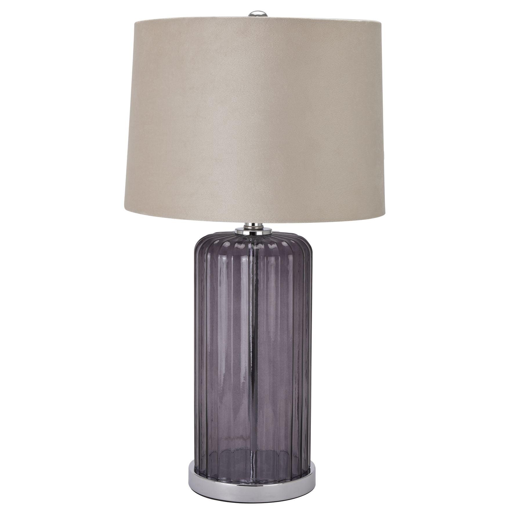 Alberta Metallic Glass Lamp With Velvet Shade - Eudemonia Home Goods