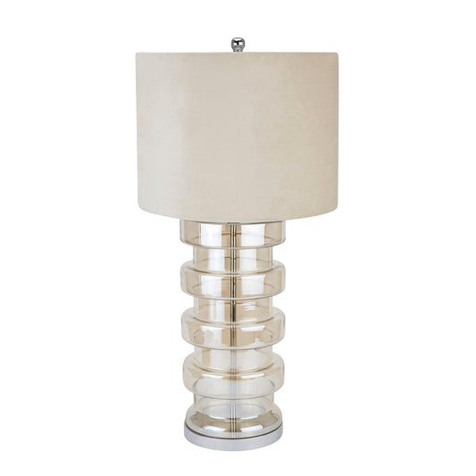 Adonis Metallic Glass Lamp With Velvet Shade - Eudemonia Home Goods