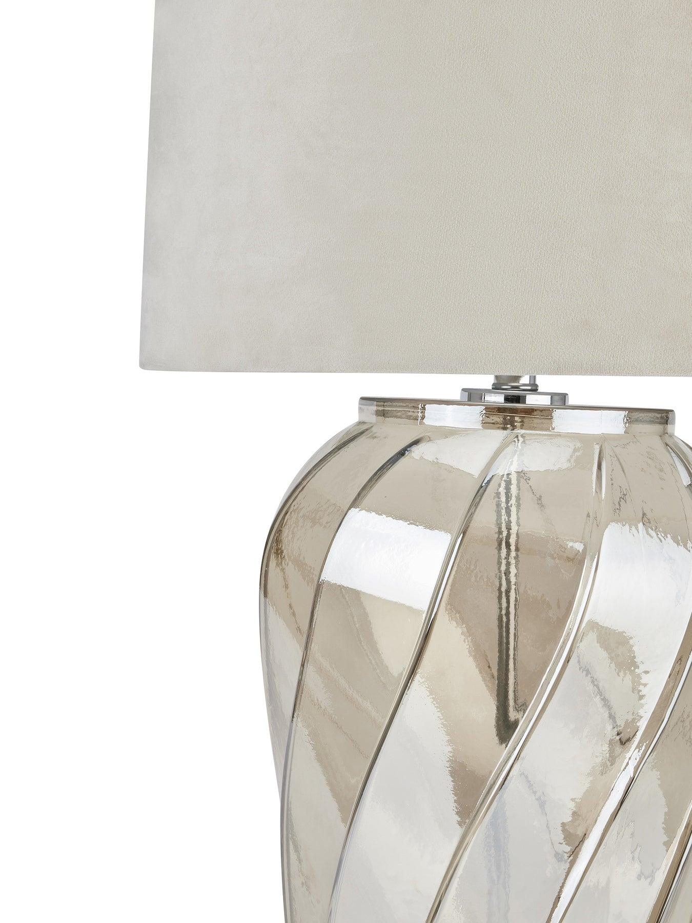 Ambassador Metallic Glass Lamp With Velvet Shade - Eudemonia Home Goods