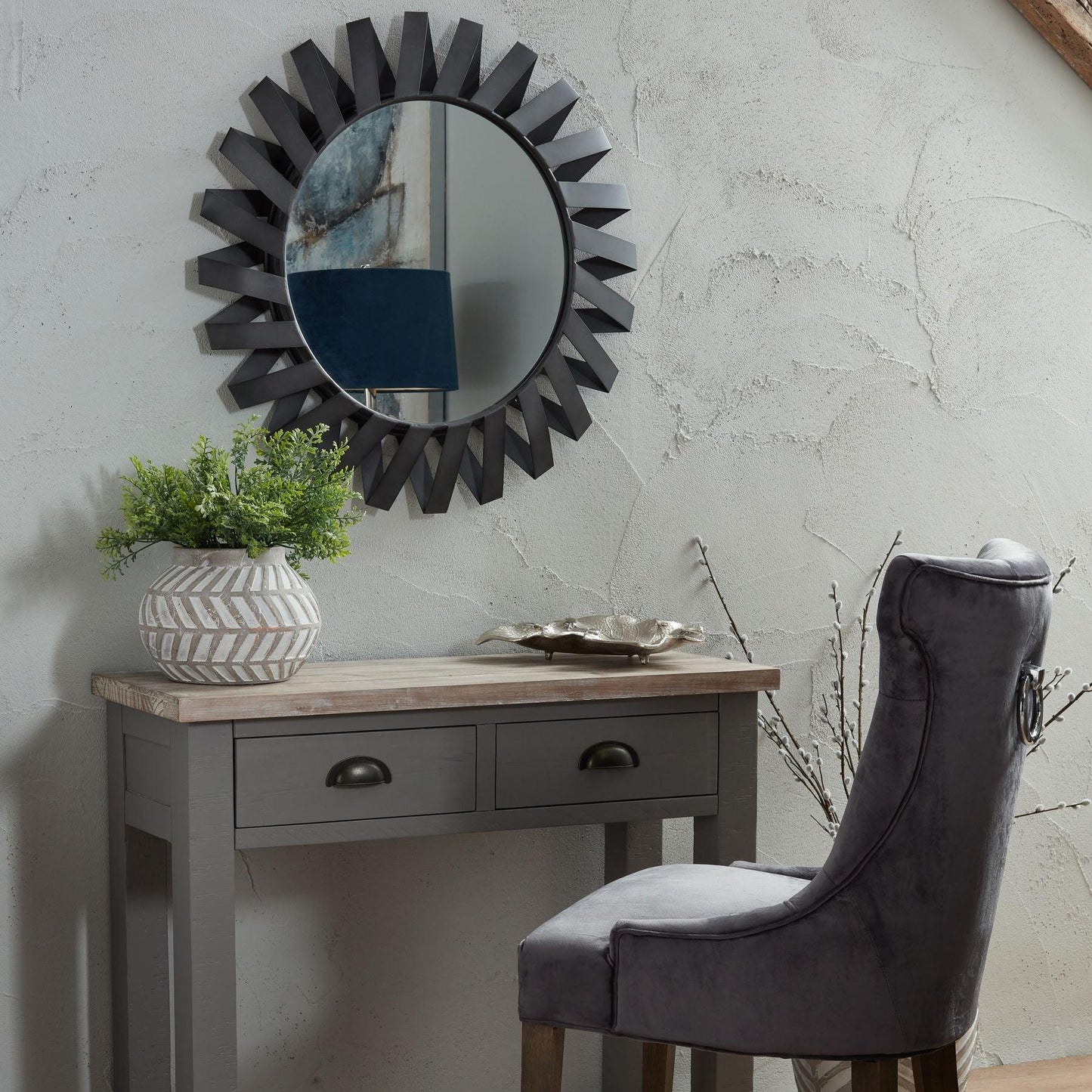 Black Origami Sunburst Mirror - Eudemonia Home Goods