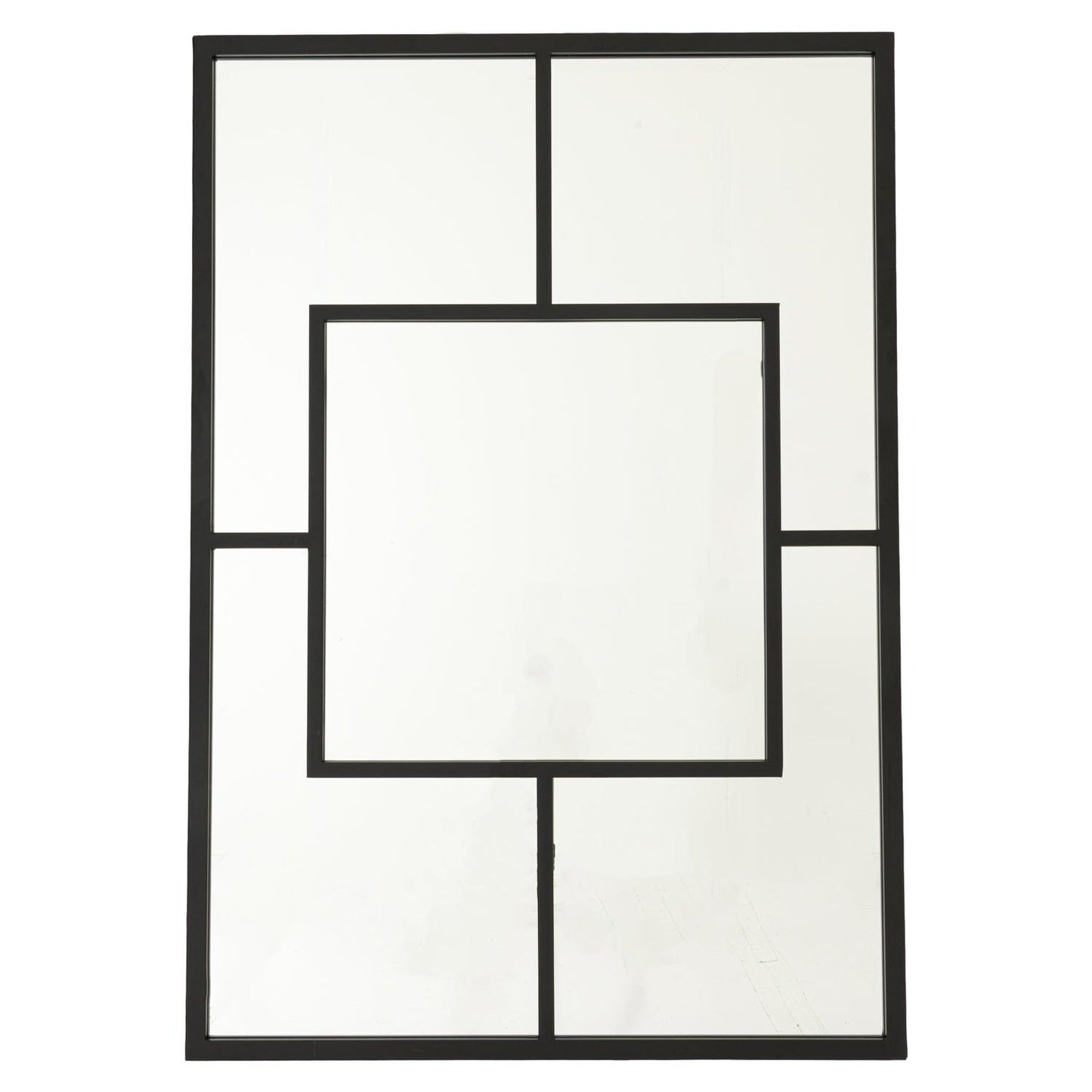 Black Multi Paned Patterned Window Mirror - Eudemonia Home Goods