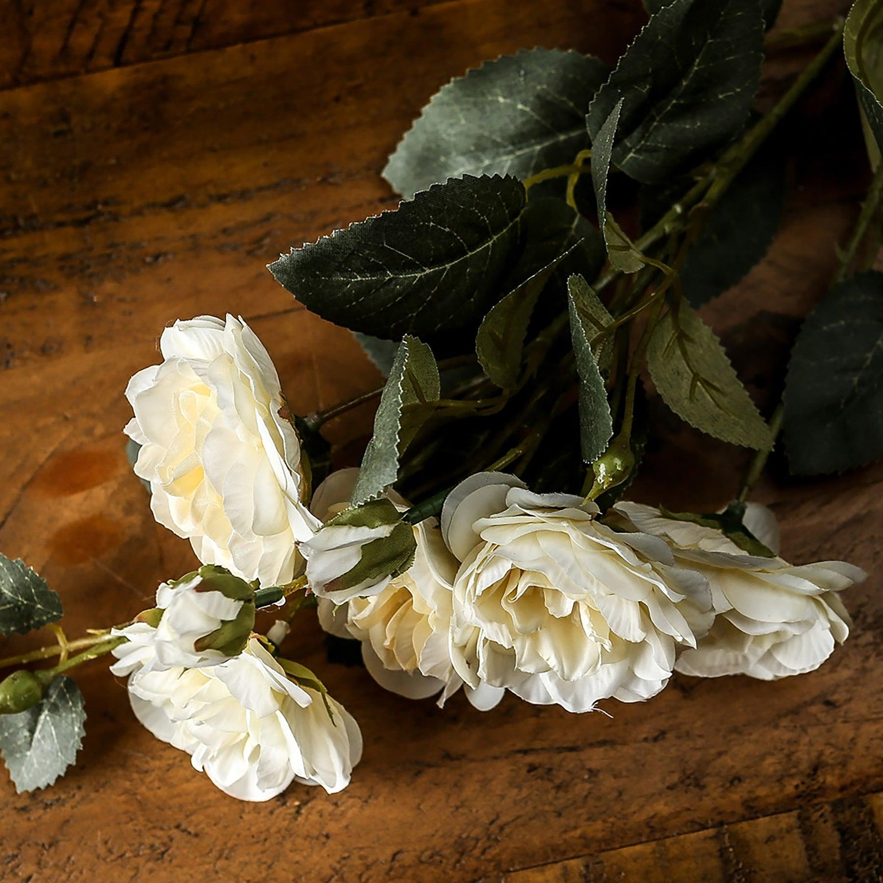 Soft White Cottage Rose Stem - Eudemonia Home Goods