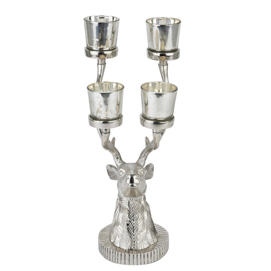 Silver Stag Four Tealight Holder - Eudemonia Home Goods