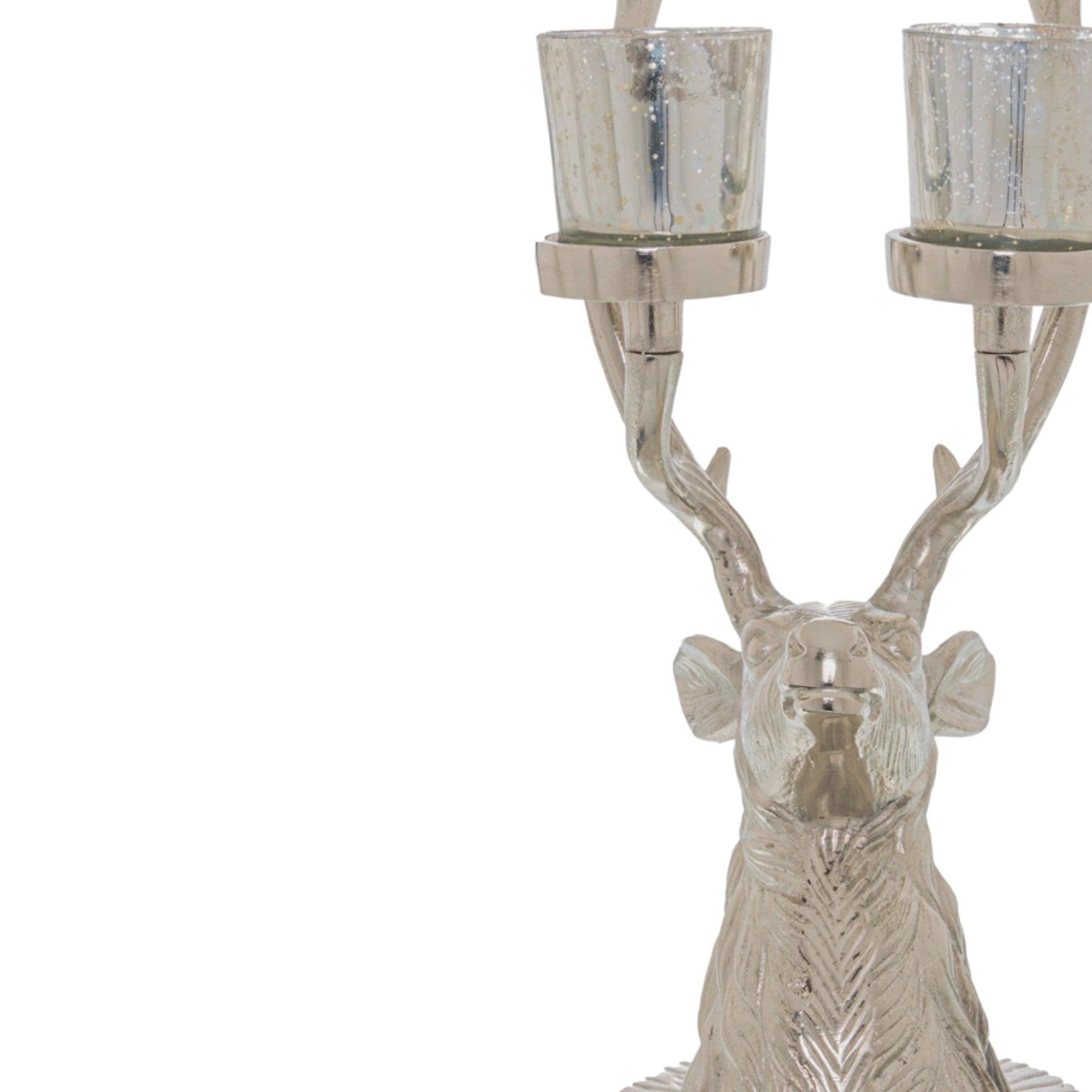 Tall Silver Stag Six Tealight Holder - Eudemonia Home Goods