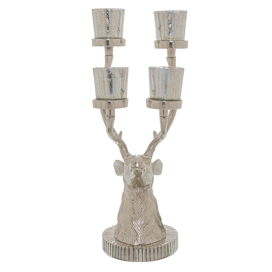 Tall Silver Stag Six Tealight Holder - Eudemonia Home Goods