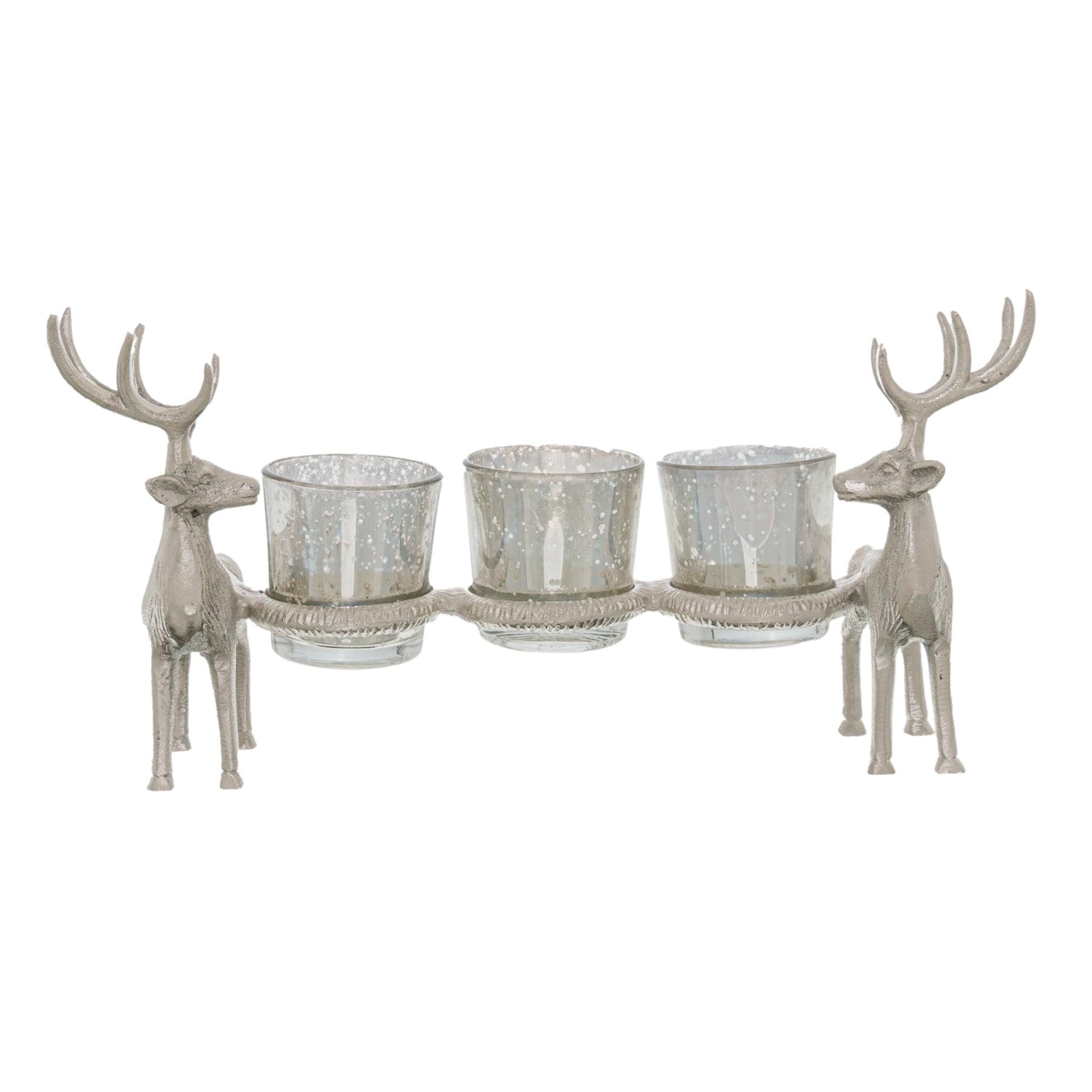 Silver Stag Tripple Tealight Holders - Eudemonia Home Goods