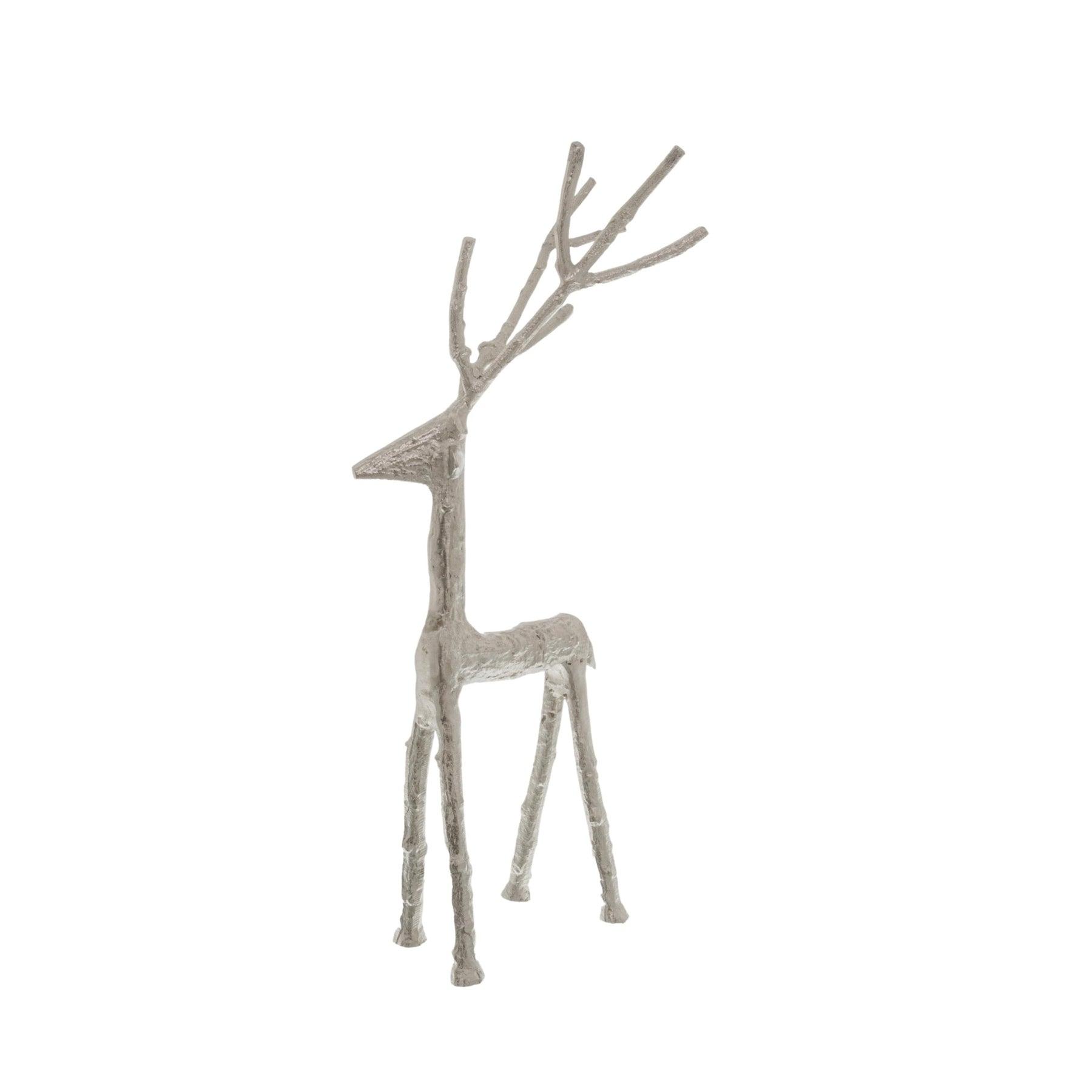 Small Silver Standing Stag Ornament - Eudemonia Home Goods