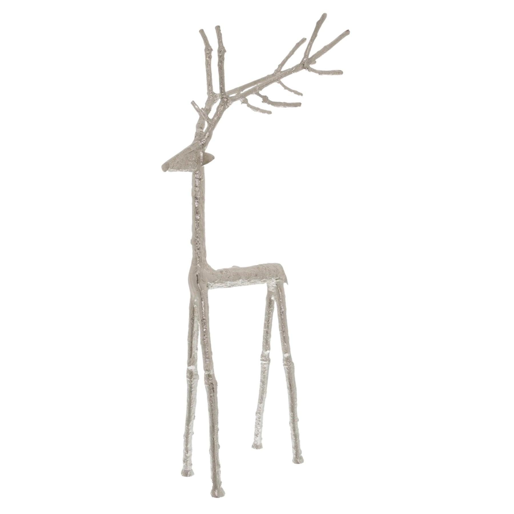 Large Silver Standing Stag Ornament - Eudemonia Home Goods
