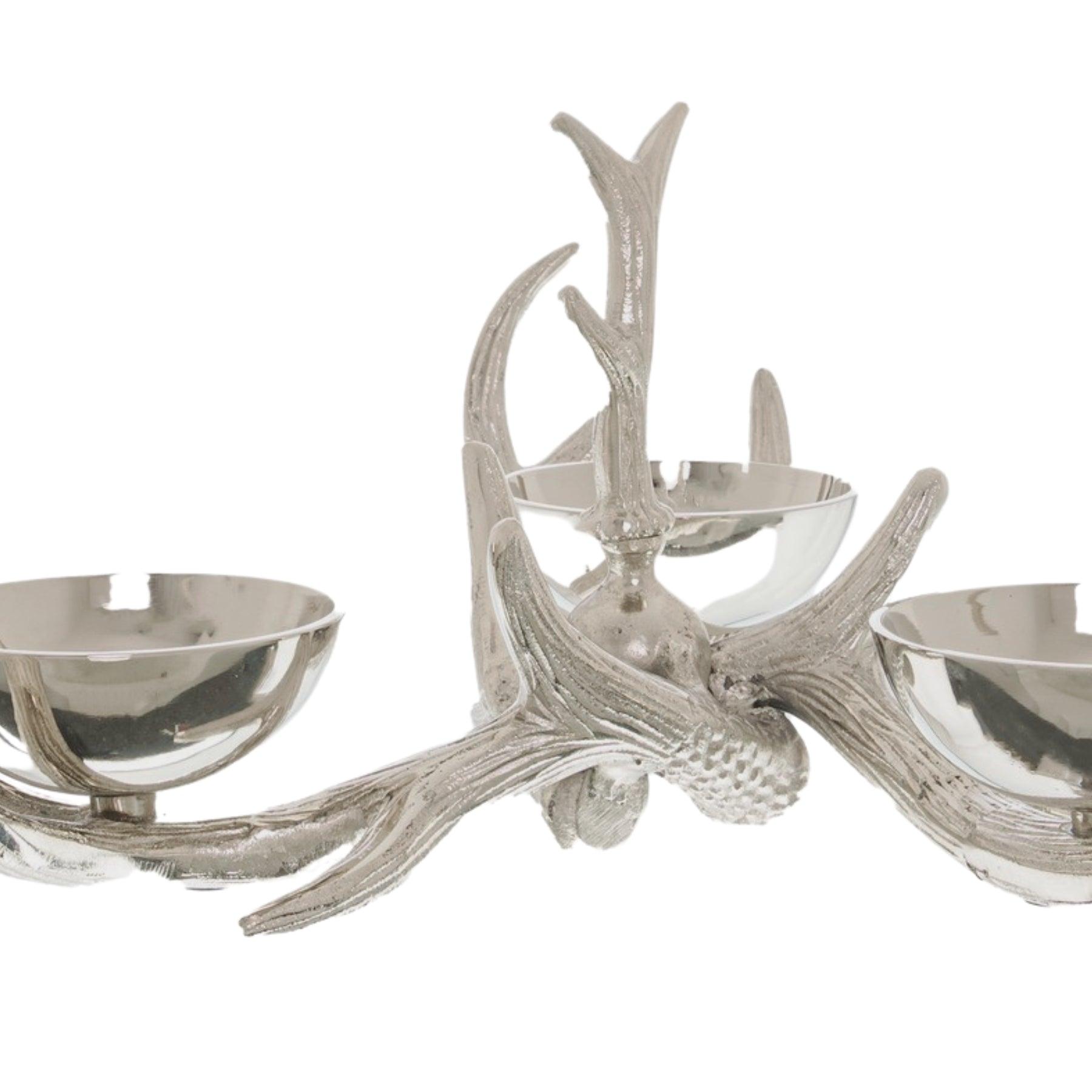 Silver Antler Serving Bowls Ornament - Eudemonia Home Goods